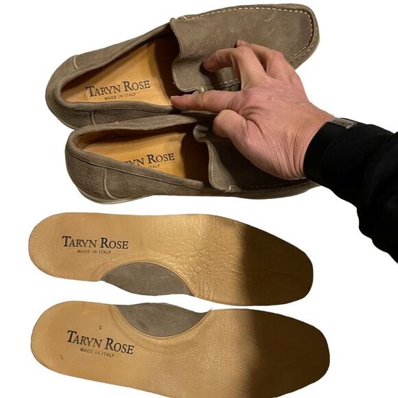 Taryn Rose Taupe Nubuck Suede Driving Loafers size 43.5 or 10.5 Men’s - Picture 7 of 9